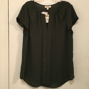 Meraki Green Short Sleeve Blouse Large